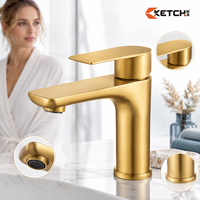 Robinet de lavabo moderne à levier unique, cartouche en céramique, économiseur d'eau, aérateur, finition mate en acier inoxydable