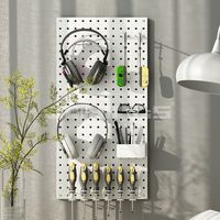Panel Dinding Pegboard Logam Tugas Berat dengan Pengait untuk Penyimpanan di Ruang Gaming, Kantor, Garasi, dan Bengkel, serta Display Pegboard