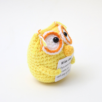 Peluche Hibou Mignonne Faite à la Main en Crochet, Artisanat Textile, Favorise l'Encouragement Émotionnel Positif, Carte Inspirante Incluse, Cadeau