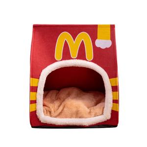 All Seasons Desmontable y lavable Cama pequeña para perros y gatos Tienda de chips semicerrada con patrón sólido - Product Image 5