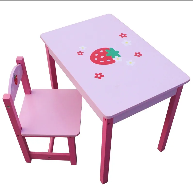 बच्चों की मेज कुर्सी सेट कार्टून के आकार की ड्राइंग टेबल चार कुर्सियों वाली लकड़ी की एक मेज