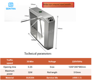 Code QR Sentra-ST01 pour <span class=keywords><strong>entrée</strong></span> en acier inoxydable, sécurité de la salle de sport, <span class=keywords><strong>porte</strong></span> tournante à trois pieds - Product Image 3