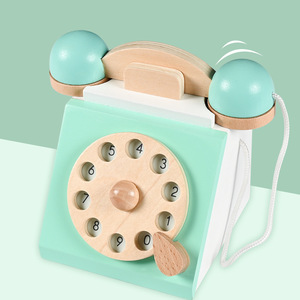 Téléphone en <span class=keywords><strong>bois</strong></span> de simulation pour la maternelle, jouet interactif parent-enfant pour l'éducation précoce transfrontalière - Product Image 5