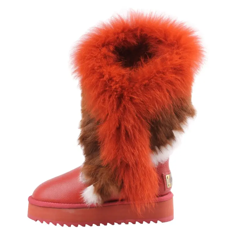 CF-228 Racoon Fur Genuine Leather Antiskid EVA And Rubber Sole Women Customize Snow Boots