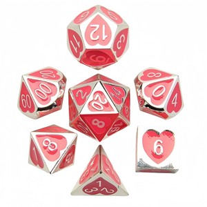 Feeron FEZZP 1PC Jeu de dés en alliage de zinc en forme de cœur D4-D20 Rose Argent Dés polyédriques pour TRPG/Jeux de table Accessoires de jeu de rôle fantastique - Product Image 3