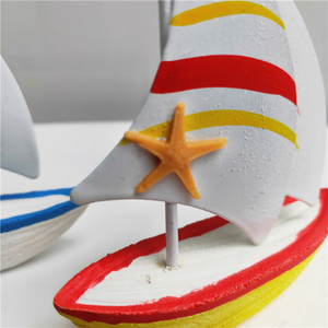 Côtier nautique <span class=keywords><strong>méditerranéen</strong></span> maison plage sculpture en bois artisanat gâteau décoration en bois petits voiliers voile modèle bateaux navire - Product Image 4
