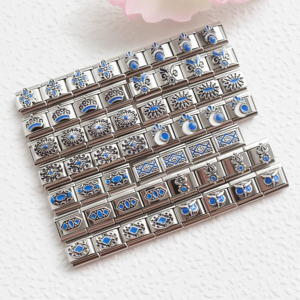 Bracelet à Breloques Italien DIY en Acier Inoxydable 304 Brillant, Bracelet Élastique Émail Vintage - Product Image 1