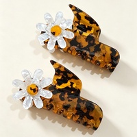 Jepit Rambut Bentuk Kelopak Bunga Segar Nan Delikat, Manis, Elegan, Kreatif, Kecil, Motif Daisy, Model Shark Back, Aksesoris Rambut PVC Buatan Tangan