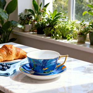 Tazzine da Caffè Ecologiche in Porcellana Bone China Yayu Gao, Design Contemporaneo con Piattini, Confezione Regalo per Tè del Pomeriggio Inglese - Product Image 4