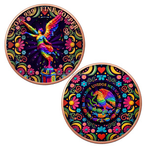 Moneda Conmemorativa Mexicana Libertad de 1 Onza, 999 de Cobre, Ángel de la Independencia, Águila y Serpiente, Impresa a Color - Product Image 5
