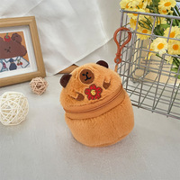 BoTu mignon en peluche Capybara fermeture éclair porte-monnaie cylindrique portefeuille écouteurs rouge à lèvres sac de rangement créatif en peluche poupée pendentif filles