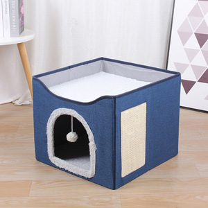 Tabouret et nid pliable pour animaux de compagnie en bois d'intérieur <span class=keywords><strong>avec</strong></span> rangement, niche pour chat durable - Product Image 6