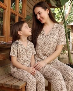 Pyjama en fibre de bambou multi-styles personnalisé pour maman et nouveau-né, vente en gros, vêtements de maison respirants - Product Image 1