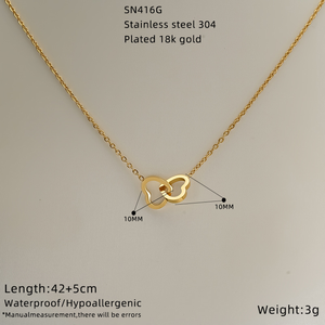 Collier tendance pour femme avec pendentif cœur ajouré plaqué or 18 carats, chaînes de fête géométriques <span class=keywords><strong>en</strong></span> acier inoxydable - Vente <span class=keywords><strong>en</strong></span> gros - Product Image 4