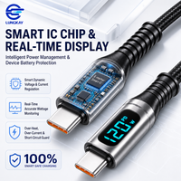 Fabricant OEM/ODM, câble USB 2.0 Type C PD120W avec écran numérique, logo personnalisé pour une charge rapide des téléphones mobiles