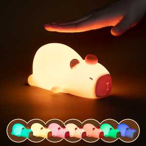Kapibala Silicone <b>Duck</b> Night <b>Light</b> Rechargeable Tap Control Seven Color USB Powered Animal Theme Decorative Lamp - Product Image 5