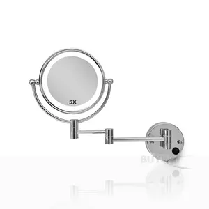 Elegant Simple Luxury Customized Makeup Decorative Lighting Modern Bathroom Led Swing Arm Wall Mirror