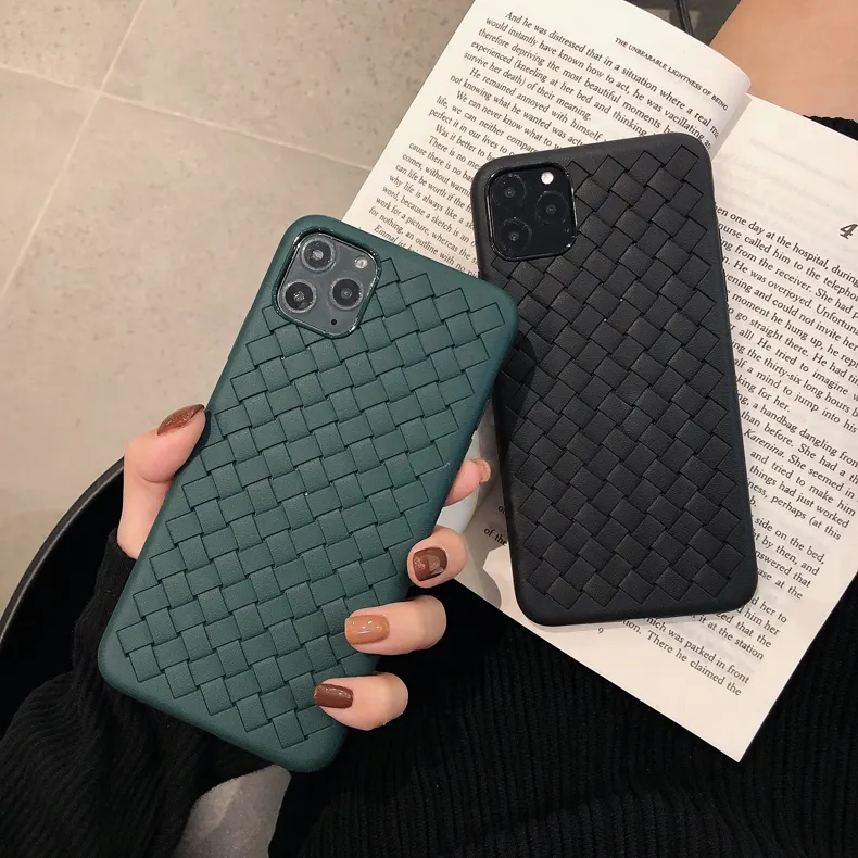 Breathable Mesh Case For iPhone 15 14 13 11 Pro Max 12 XS 7 8 Plus X XR PU Leather Weaving BV Grid Cover iPhone13 Silicone Funda