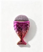 Pinceau Fond de Teint Sirène Rose Arc-en-ciel Écailles de Poisson Poils Synthétiques Doux Poudre Visage Blush Contour Correcteur Outil de Haute Qualité