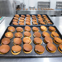 Nouvelle ligne de production de gâteaux dorés entièrement automatique, électrique, en acier inoxydable, 3000 pièces/h, 380V, pour boulangerie Dorayaki