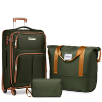 Valise en tissu de fabrication de luxe, grande capacité, 20 pouces, trolley, coque souple, légère, rouge, avec roulettes pivotantes pour voyage