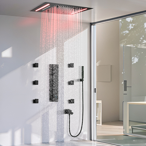 Led vòi hoa sen tĩnh nhiệt đặt 20*14inch vòi hoa sen màu đen đầu 3 chức năng sang trọng phòng tắm vòi hoa sen vòi với cơ thể máy bay phản lực - Product Image 3