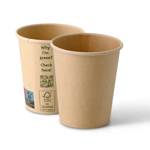 Gobelets en papier à paroi simple de 8 oz, diamètre 80 mm, couleur kraft, jetables, écologiques, pour boissons chaudes - Product Image 2