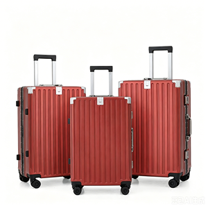 Ensemble de bagages tendance vert menthe en aluminium à 4 roues, 3 pièces avec crochet, valises rigides, sacs de voyage à roulettes, vente en gros, légers - Product Image 4