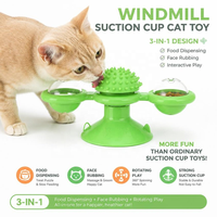 Jouets interactifs pour chats en forme de moulin à vent avec boule lumineuse LED, ventouse et herbe à chat, jouet à mâcher et d'exercice pour chats d'intérieur
