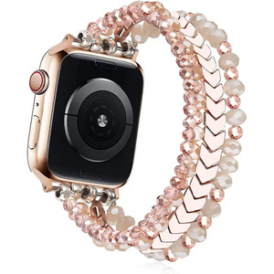 Bracelet de montre élastique perlé Upro Jewelry pour Apple Watch Series 10 9 8 Ultra 2 49 mm, bracelet de montre en cristal - Product Image 3