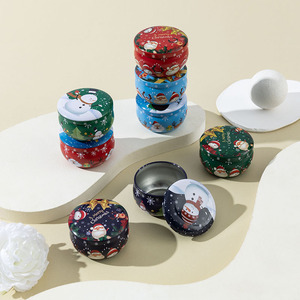 Aromatherapy Candle Jar <b>Small</b> Flower Retro Tinplate Candy Jar Christmas Round <b>Tin</b> Scented Candle <b>Small</b> Gift Jar With Lid - Product Image 2