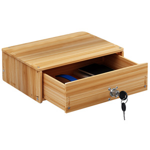 <b>Computer</b> Monitor Stand With Drawer Storage <b>Desk</b> Organizer For Office Desktop Use Cherry Wood Color - Product Image 2