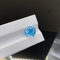 Bague et pendentif unisexe en or jaune 9K 14K 18K avec diamant bleu de laboratoire en forme de cœur, pierre précieuse lâche, sur mesure