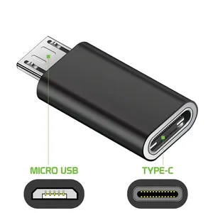 アルミニウムマイクロ5ピン-USBCアダプター充電コンバータータイプCメス-マイクロUSBアダプター