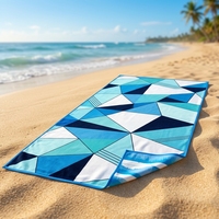 Serviette de plage en microfibre à séchage rapide, écologique, imprimé géométrique rectangulaire, logo personnalisé, légère, sans sable, pour piscine et voyage