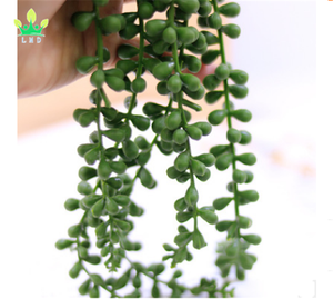 シルク人工多肉植物ハンギングプランツ、壁掛け用パールストリング、ホームガーデンデコレーション、各花の長さ40cm、各種 - Product Image 4