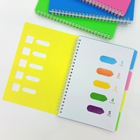 Cuaderno Espiral Colorido con 5 Pestañas de Índice, 100 Hojas, Tamaño A5/B5, Tapa Dura de PP, Diario para la Organización Escolar y de Oficina, Regalo
