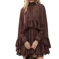 Set Dua Potong Gaun & Kemben Chiffon Manis Tenun Musim Semi/Panas 2027 dengan Ujung Berumbai - Model Longgar