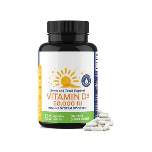 Vitamine D3 Supplément hebdomadaire Capsules de vitamine D végétale Dents osseuses et soutien immunitaire Facile à avaler Vitamine D3 pure