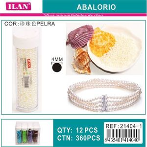 Perline Ilan Abalorio 4 mm color perla per la creazione di gioielli, 12 pezzi per tubo - Product Image 3