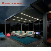 Couverture de terrasse en aluminium imperméable et réglable motorisée Pergola d'extérieur en aluminium à persiennes avec écran latéral