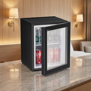 Mini Refrigerador <span class=keywords><strong>Rockstar</strong></span> de Una Puerta, Refrigerador Comercial de Exhibición, Enfriador de Champán para Habitación de Hotel, Refrigerador Pequeño - Product Image 1