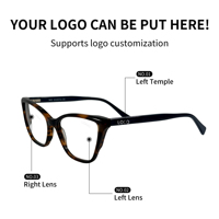 SHIAN SAO26 Monturas de Gafas Ópticas Unisex con Logotipo Personalizado, Modernas, Ligeras, Semi-Rimless, Estilo Ojo de Gato, Lentes de PC