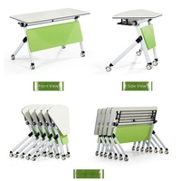 Table de formation pliable, table de conférence, combinaison chaise, table mobile modulable multifonctionnelle pour bureau, salle de classe, longue table double place en bois