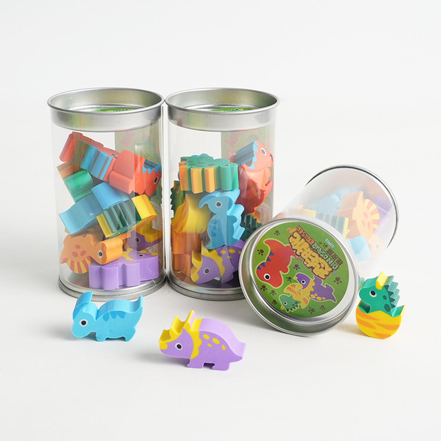 Animal Dinosaur Shaped Creative Bucket Rubber Eraser Student Gift Mini Cartoon Cute Rubber Eraser School Stationery Supplies