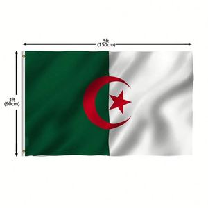 Promotionnel Double Point Extérieur Algérie Algérie <span class=keywords><strong>Arabe</strong></span> National Pays 3X5 Ft Pied Polyester 100D Drapeau - Product Image 5