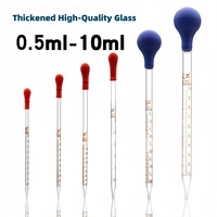 Pipettes Pasteur en verre de 1ml 2ml 5ml 10ml avec tête en caoutchouc rouge Pipettes de transfert graduées à tétine