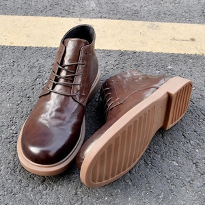 Botas de Cuero Genuino de Estilo Casual Otoño 2025, Multifuncionales, de Caña Alta, con Punta Redonda y Cordones - Product Image 4