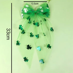 Pinza <span class=keywords><strong>de</strong></span> pelo con lazo <span class=keywords><strong>de</strong></span> malla para fiesta del Día <span class=keywords><strong>de</strong></span> <span class=keywords><strong>San</strong></span> <span class=keywords><strong>Patricio</strong></span> irlandés, accesorio para el cabello <span class=keywords><strong>de</strong></span> trébol verde para mujeres y niñas - Product Image 3