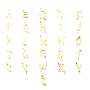 Vàng PVD mạ thép không gỉ ban đầu 26 chữ <span class=keywords><strong>c</strong></span>ái tiếng Anh sideway Mặt dây đôi Vòng cho đồ trang sứ<span class=keywords><strong>c</strong></span> đồ trang sứ<span class=keywords><strong>c</strong></span> phát hiện thành phần - Product Image 4